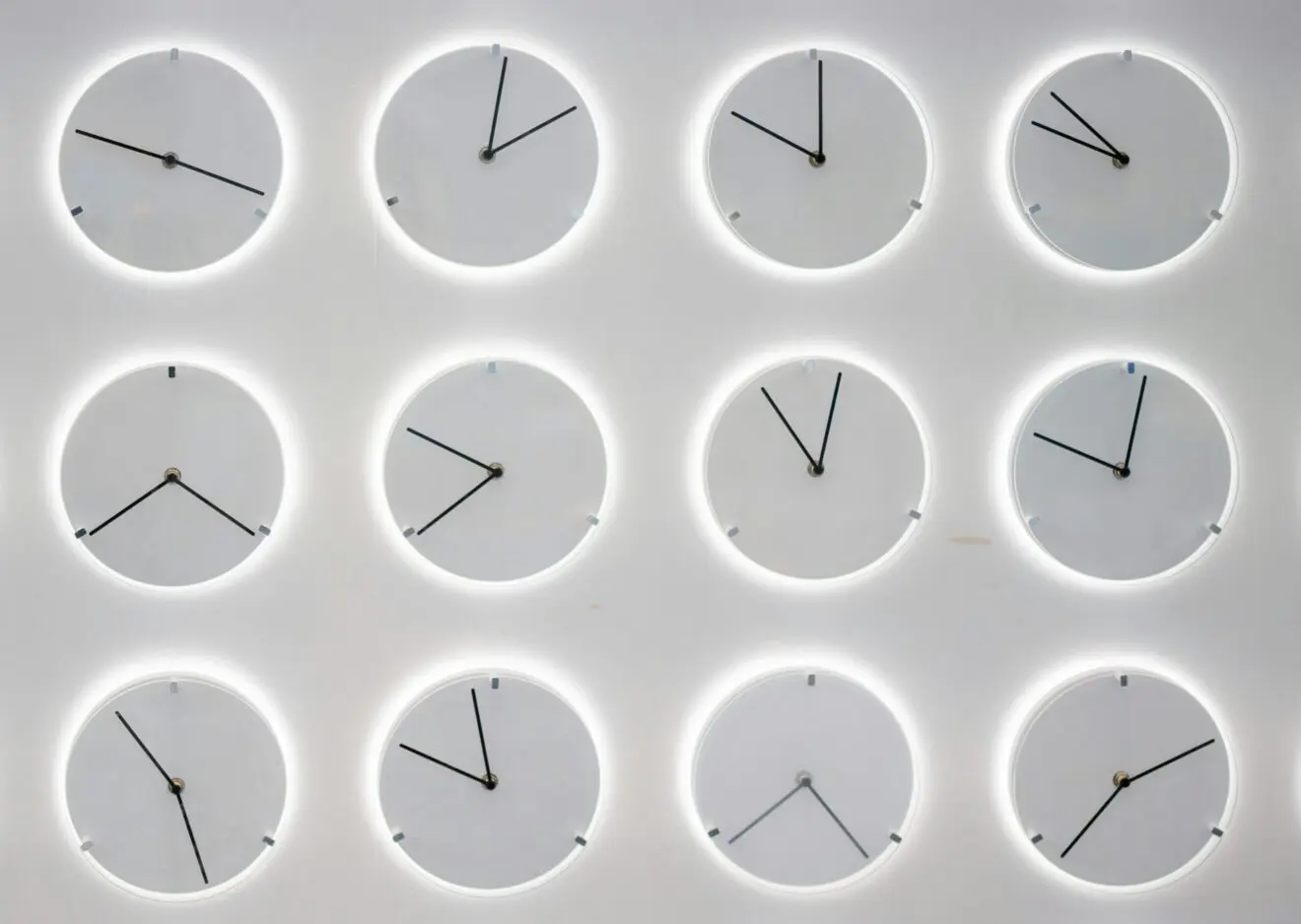 Multiple clocks representing Contact Centre wait time metrics and Service Level measurement