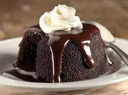 A delicious piece of chocolate lava cake